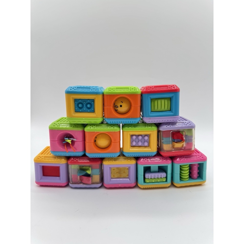 Fisher Price Vintage Peek A Boo Touch N Feel Sensory Blocks Lot of 12